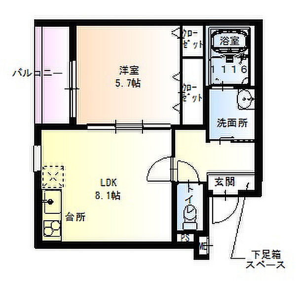 フジパレス寝屋川 ｜大阪府寝屋川市木田町(賃貸アパート1LDK・1階・35.07㎡)の写真 その2