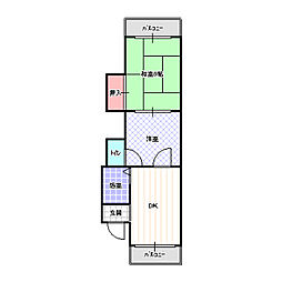 エレガントハイツ 2DKの間取図画像