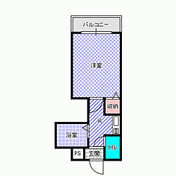橋本マンション 1Kの間取図画像