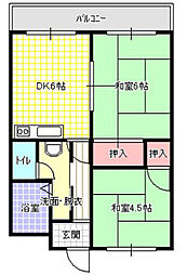 まるきハイツ清水町 2DKの間取図画像
