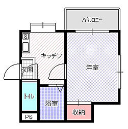 フローラルヴィラ 1DKの間取図画像