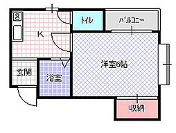 フローラルヴィラ 1Kの間取図画像