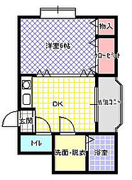 サンライズM・T 1DKの間取図画像