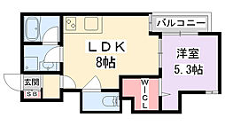ALEGRIA忍ケ丘 1LDKの間取図画像