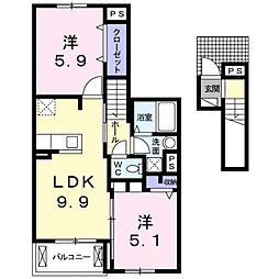 アンサナ 2LDKの間取図画像