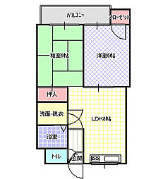 ロータリーマンション大日 2LDKの間取図画像