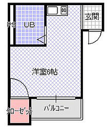 清水マンション ワンルームの間取図画像