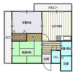 レジデンスJOY 2LDKの間取図画像