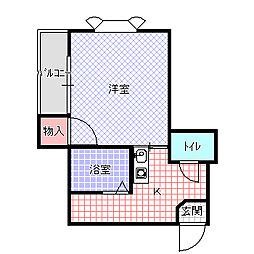アンビエント三箇 1Kの間取図画像