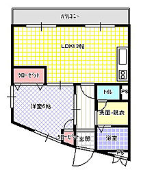 メルベーユ扇町 1LDKの間取図画像