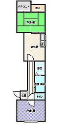 シャンテ渡辺 2DKの間取図画像