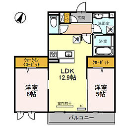 メゾンデュココン 1LDKの間取図画像