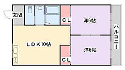 ハイクレスト光善寺 2LDKの間取図画像