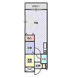 サンライズ栄和 1Kの間取図画像