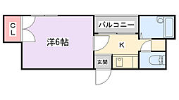 ヴォーグシャトー 1Kの間取図画像