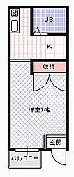 メゾン太中 1Kの間取図画像