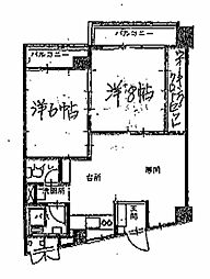 香里コーポ百合 2LDKの間取図画像