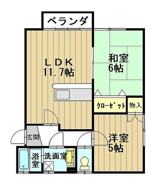 翠コーポ 201｜青森県弘前市大字栄町2丁目(賃貸アパート2LDK・2階・50.14㎡)の写真 その3