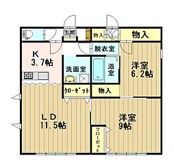 おしゃれハウス2 1階2LDKの間取り