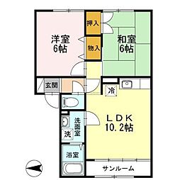 ハイセレール神田 1階2LDKの間取り