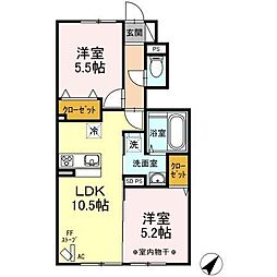 カーサコモドＫ 1階2LDKの間取り
