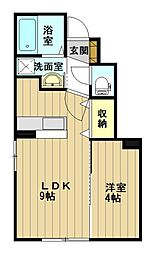スリーゼFujiA 1LDKの間取図画像