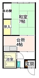 コーポ花田 1Kの間取図画像