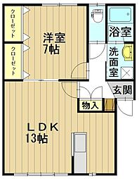 花四季 1LDKの間取図画像