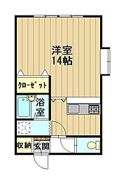 おしゃれハウス2 ワンルームの間取図画像