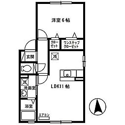 セントグランモアC 1LDKの間取図画像