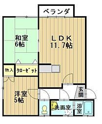 翠コーポ 2LDKの間取図画像