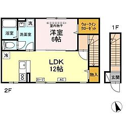 K-hausB棟 1LDKの間取図画像