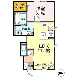 グランディール城東 1LDKの間取図画像
