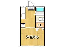 シャテランゼカリン 1Kの間取図画像