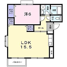 神埼ハイム 1LDKの間取図画像