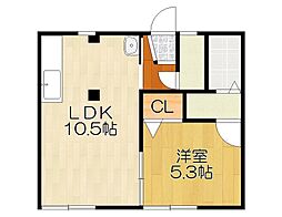 コーポSUN西 1LDKの間取図画像