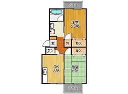 モンブランハイツ 2DKの間取図画像