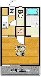 コーポSUN西 1Kの間取図画像