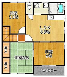 ジョイフルK3 3LDKの間取図画像