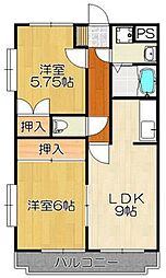 ニューライフビナイン 2LDKの間取図画像