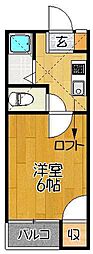 サンラークカンザキ 1Kの間取図画像