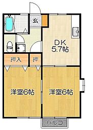 コーネリア神埼A 2DKの間取図画像