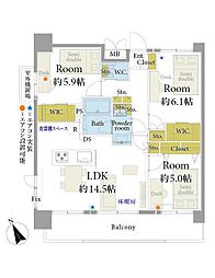 セラード川越連雀町 3LDKの間取図画像