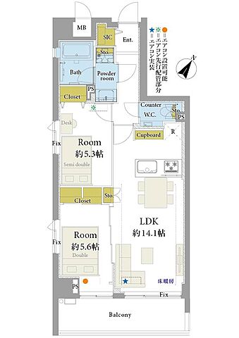 間取り 朝日シティパリオ島津山 7階/-