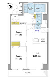 オリエントニュー赤坂 2LDKの間取り
