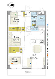 星和日暮里ハイツ 3LDKの間取図画像
