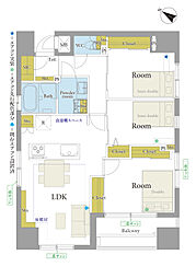 ダイアパレスシェルトワレ目黒 3LDKの間取図画像