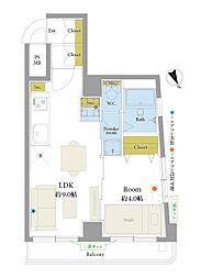 マンション三鷹台 1LDKの間取図画像
