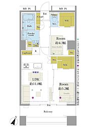 東京レジデンス 2LDKの間取図画像