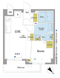 KIST原宿 1LDKの間取図画像
